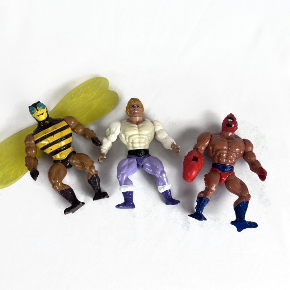 1981 He-Man Figures Prnce Adam Clawful and Buzz Off
